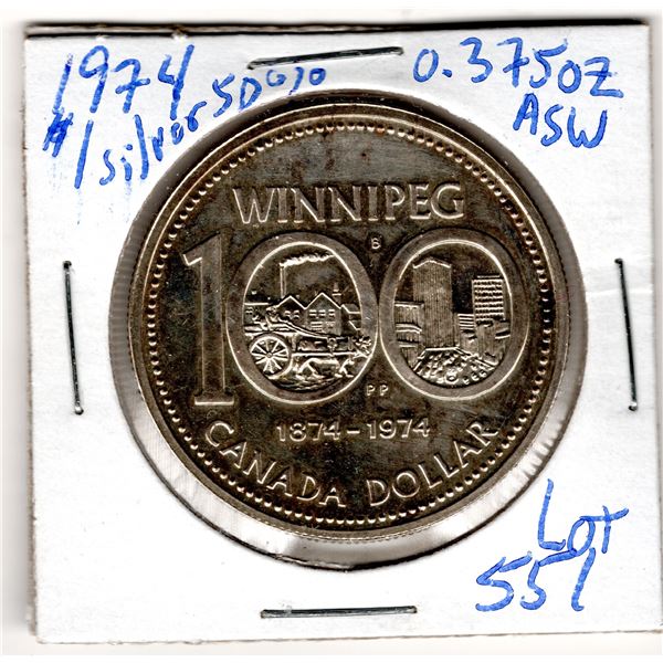 1974 ONE DOLLAR 50% SILVER 0.375 OZ ASW