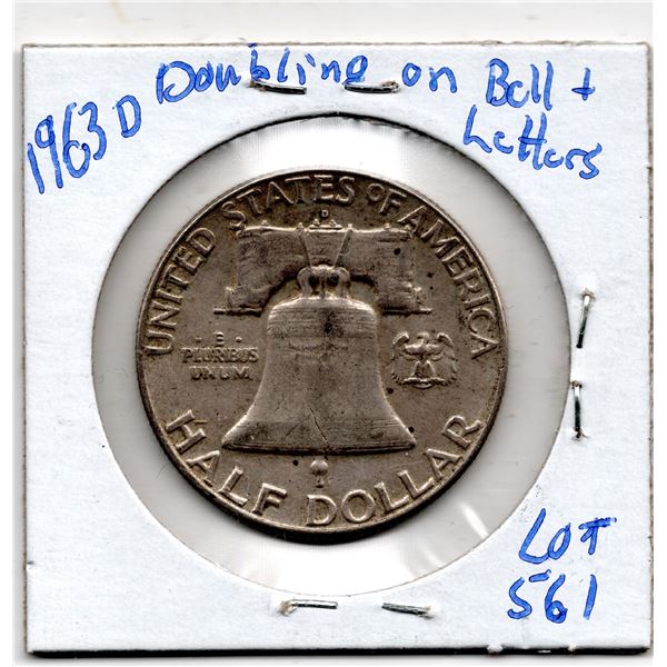 1963 HALF DOLLAR USA ERROR DOUBLING REVERSE AND D/D