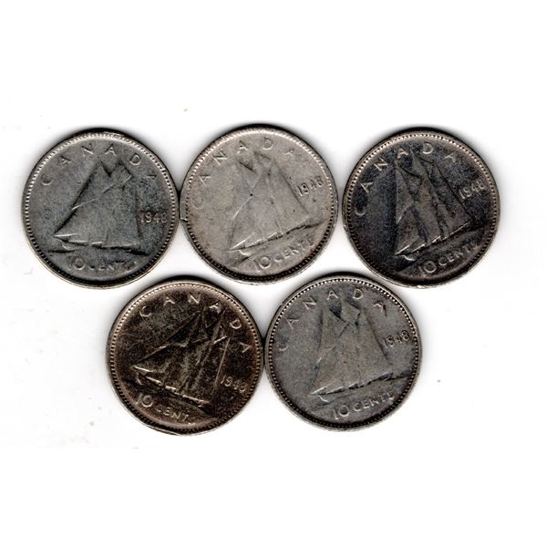 5-LOW MINTAGE 1948 TEN CENTS