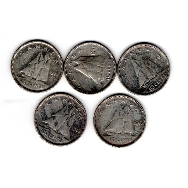 5-LOW MINTAGE 1948 TEN CENTS