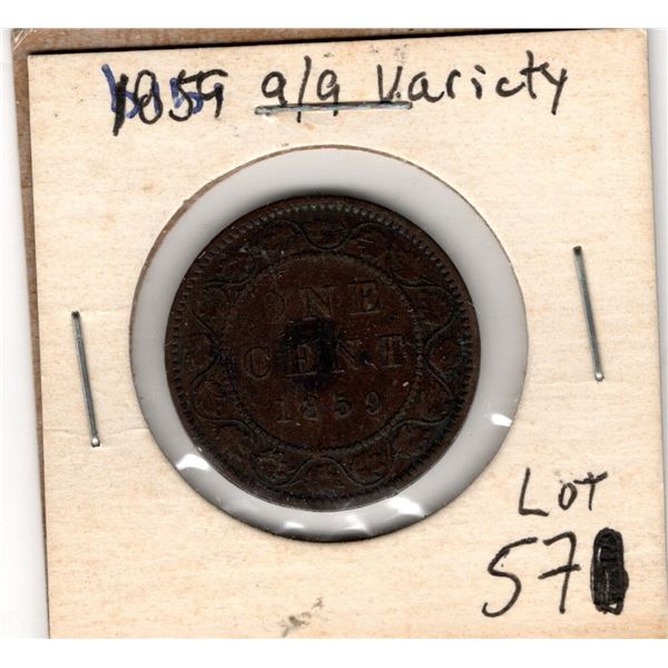 1859 9/9 VARIETY ONE CENT
