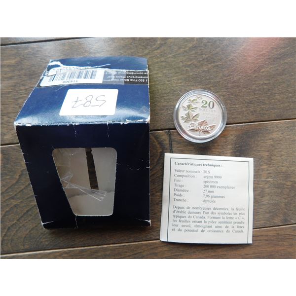 2011 MAPLE LEAF TWENTY DOLLAR FACE VALUE .9999