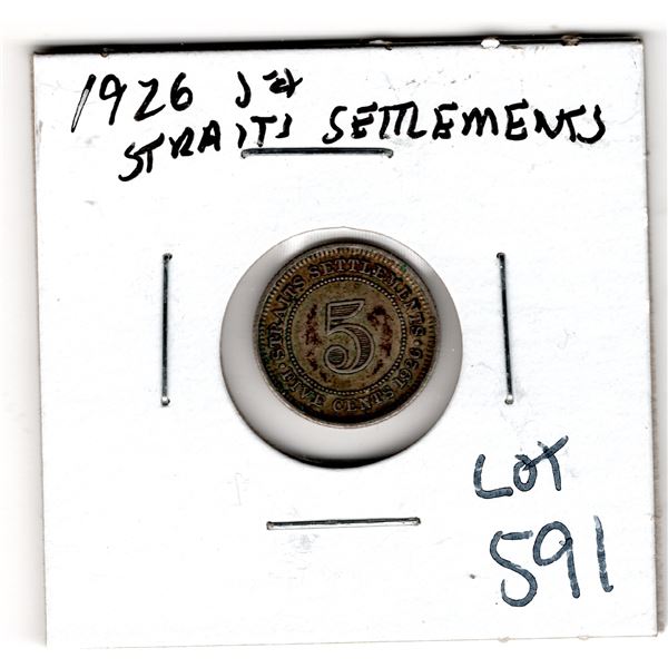 1926 FIVE CENT STRAITS SETTLEMENTS SILVER