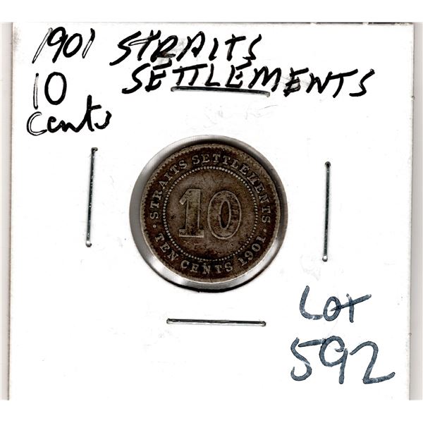 1901 TEN CENT STRAITS SETTLEMENTS SILVER