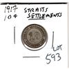 Image 1 : 1917 TEN CENT STRAITS SETTLEMENTS SILVER