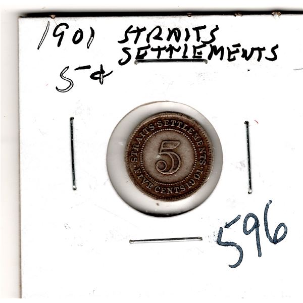 1901 FIVE CENT STRAITS SETTLEMENTS SILVER