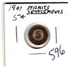Image 1 : 1901 FIVE CENT STRAITS SETTLEMENTS SILVER