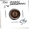Image 2 : 1901 FIVE CENT STRAITS SETTLEMENTS SILVER