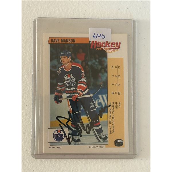 Dave Manson - Autographed Hockey Card