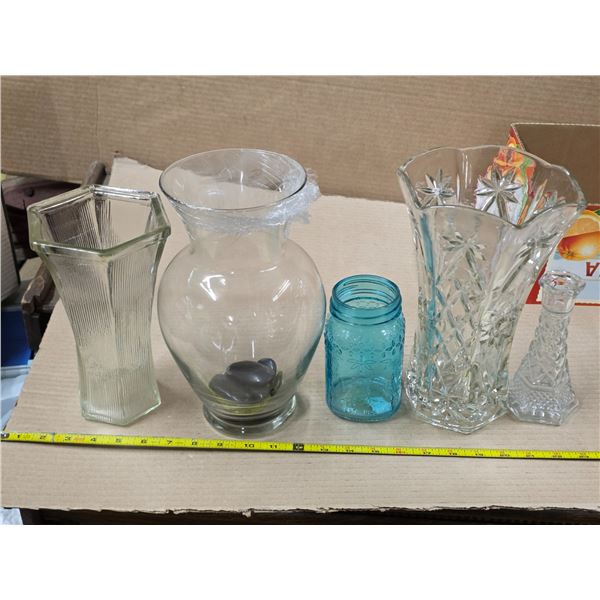 Assorted glass vases