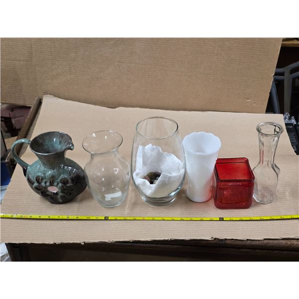 Assorted glass vases