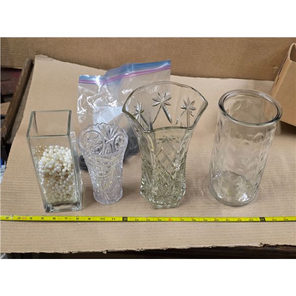 Assorted glass vases