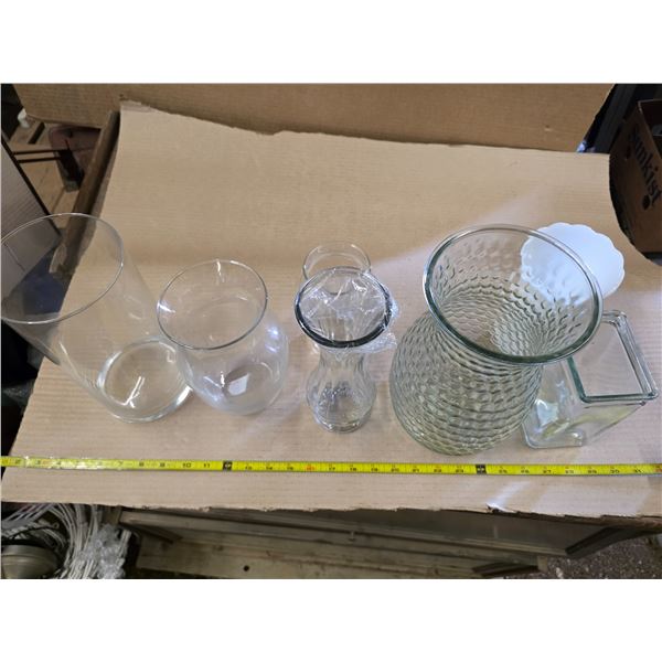 Assorted glass vases