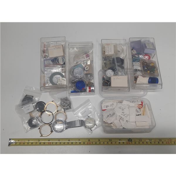 MISC WATCH PARTS, SOME USED, SOME NOS