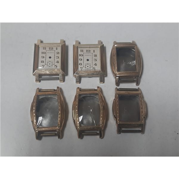6- GOLD TONE ART-DECO WATCH CASES