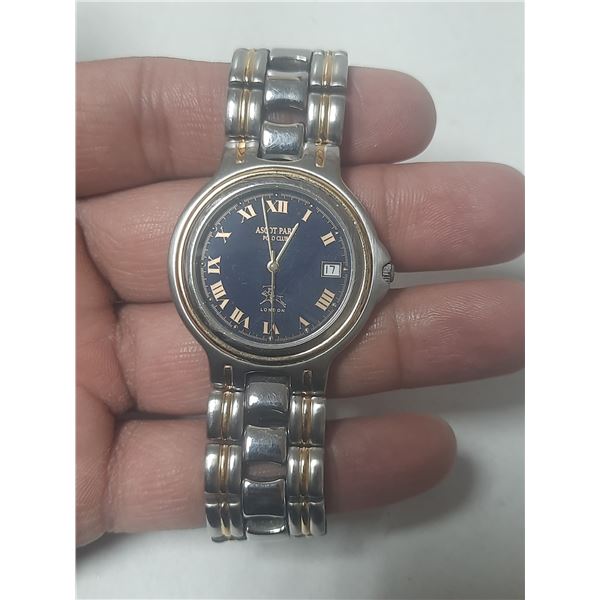 VINTAGE ASCOT PARK POLO CLUB QTZ WATCH, NEW BATT, RUNS