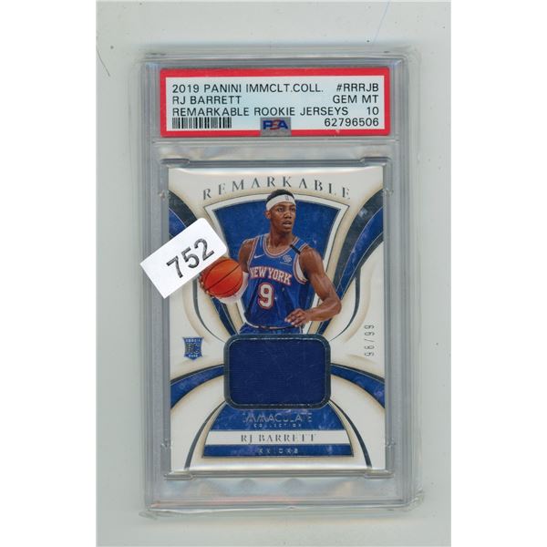 2019-20 PANINI IMMACULATE COLL RJ BARRETT  RR-RJB  98/99 PSA GR 10