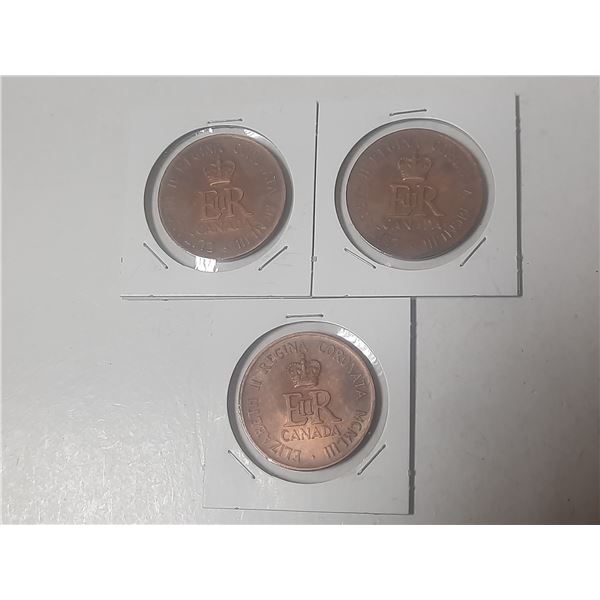 3 – QUEEN ELIZABETH 1953 CORONATION MEDALS  UNC