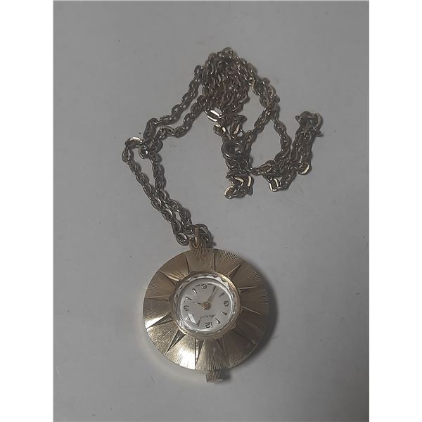 VINTAGE MARCEL PENDANT WATCH C/W CHAIN, MAN WIND,  RUNS