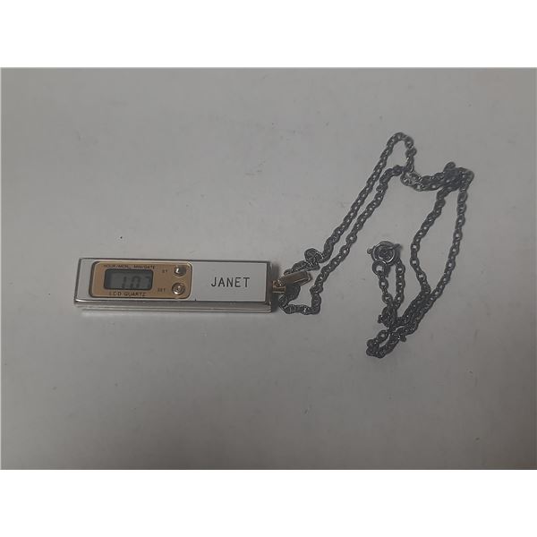 VINTAGE PENDANT LCD DIGITAL QTZ PENDANT C/W CHAIN  FOR 'JANET'