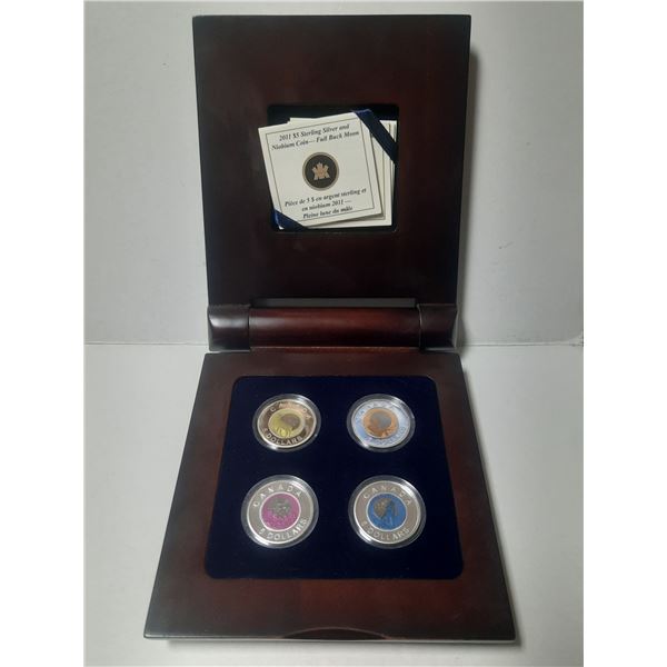 Full Moon Bi-annual Sterling Silver coin set- Original box, wooden display case, COA's
