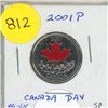 Image 1 : 2001P- Canada Day - Colourised 25 cents coin