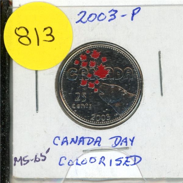 2003P- Canada Day - Colourised 25 cents coin