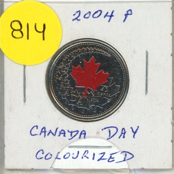 2004P- Canada Day - Colourised 25 cents coin