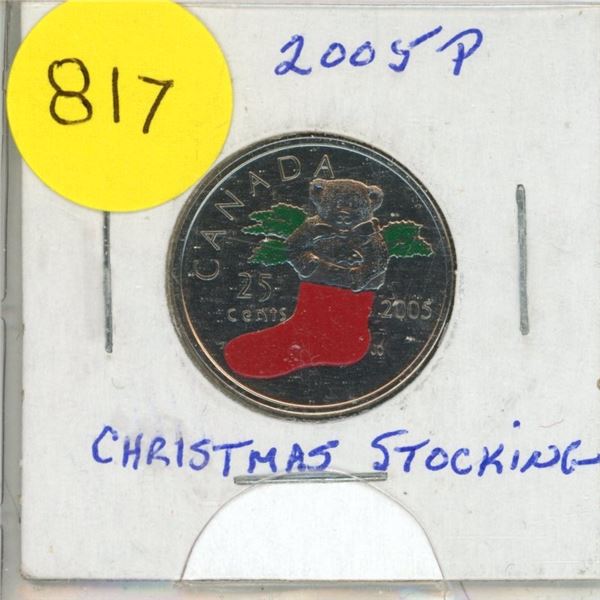 2005P- Christmas Stocking 25 cents coin