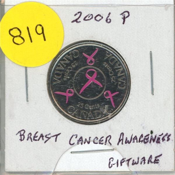 2006P- Breast Cancer Awareness, Painted pink 25 cents coin