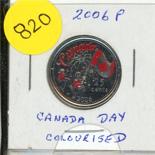2006P- Canada Day - Colourised 25 cents coin