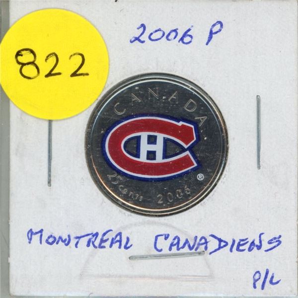 2006P- Montreal Canadiens - Colourised 25 cents coin