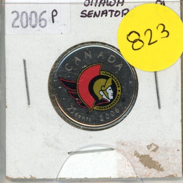 2006P- Ottawa Senators - Colourised 25 cents coin