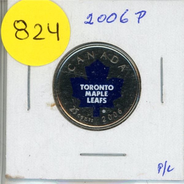 2006P- Toronto Maple Leafs - Colourised 25 cents coin