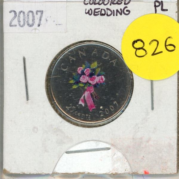 2007- Bouquet Wedding - Colourised 25 cents coin