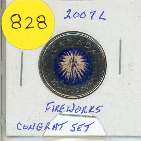 2007- Fireworks Congratulations - Colourised 25 cents coin