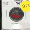 Image 1 : 2007L- Canada Day, Mountie - Colourised 25 cents coin