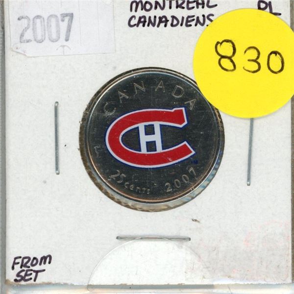 2007L- Montreal Canadiens - Colourised 25 cents coin