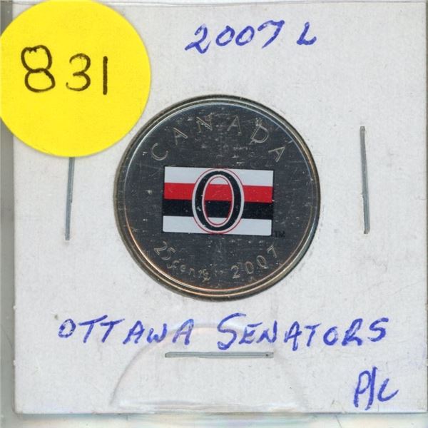 2007L- Ottawa Senators - Colourised 25 cents coin