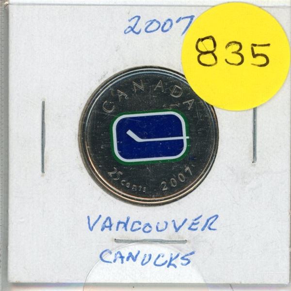 2007P-Vancouver Canucks - Colourised 25 cents coin