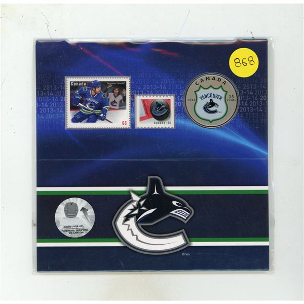 2014- Vancouver Canucks stamp and coin set