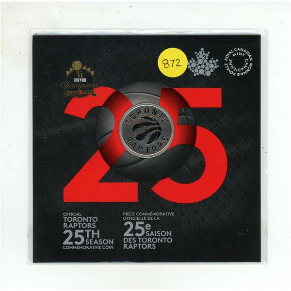 2020- 25 Cent Toronto Raptors 25th Season commemorative coin