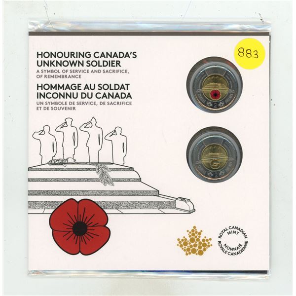 2025- Honouring Canada's Unknown Soldier - Plain and Coloured Toonies
