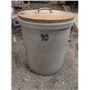 Image 1 : 10 Gal Crock w/ handles and Wood Lid (20"H)