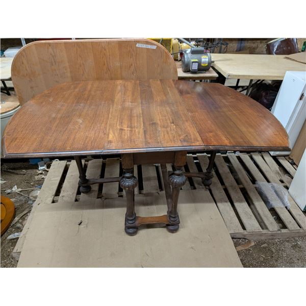 Vintage Wood Table w/ Pull Out Legs for Fold out Table Top (One End Is Damaged, But Still Holds) (20