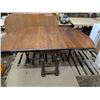 Image 1 : Vintage Wood Table w/ Pull Out Legs for Fold out Table Top (One End Is Damaged, But Still Holds) (20