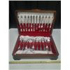 Image 1 : Roger’s silver-plated full set cutlery in a wooden case.