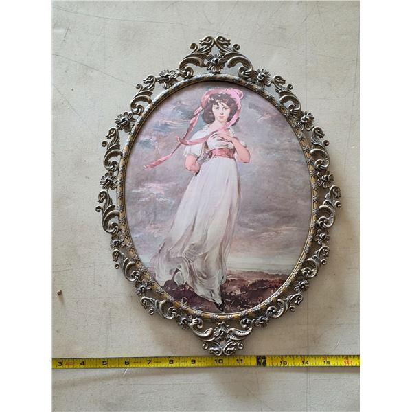 Pinky metal convex picture frame- 12"H
