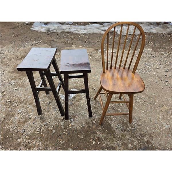 Swivel bar stool and 2 stools- 40"H by 31"H
