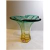 Image 1 : AQUA AND YELLOW ART GLASS VASE 7 ¾” TALL